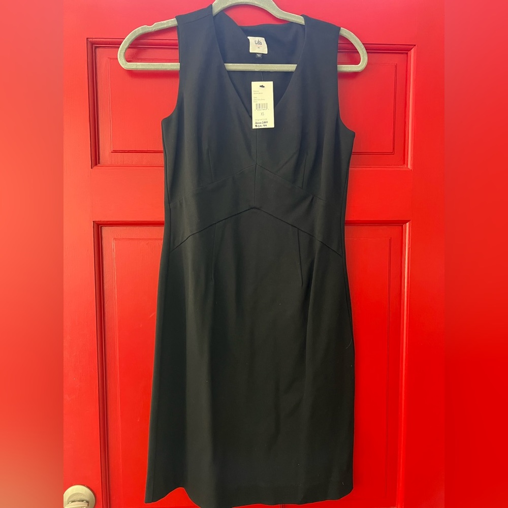 Cabi NWT basic black v neck dress fitted size XS